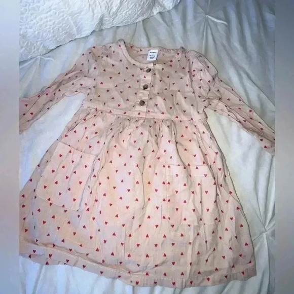 Old Navy Other - Old Navy Toddler Girls Long Sleeve Heart Print Cotton Dress  SIZE 18-24 Months